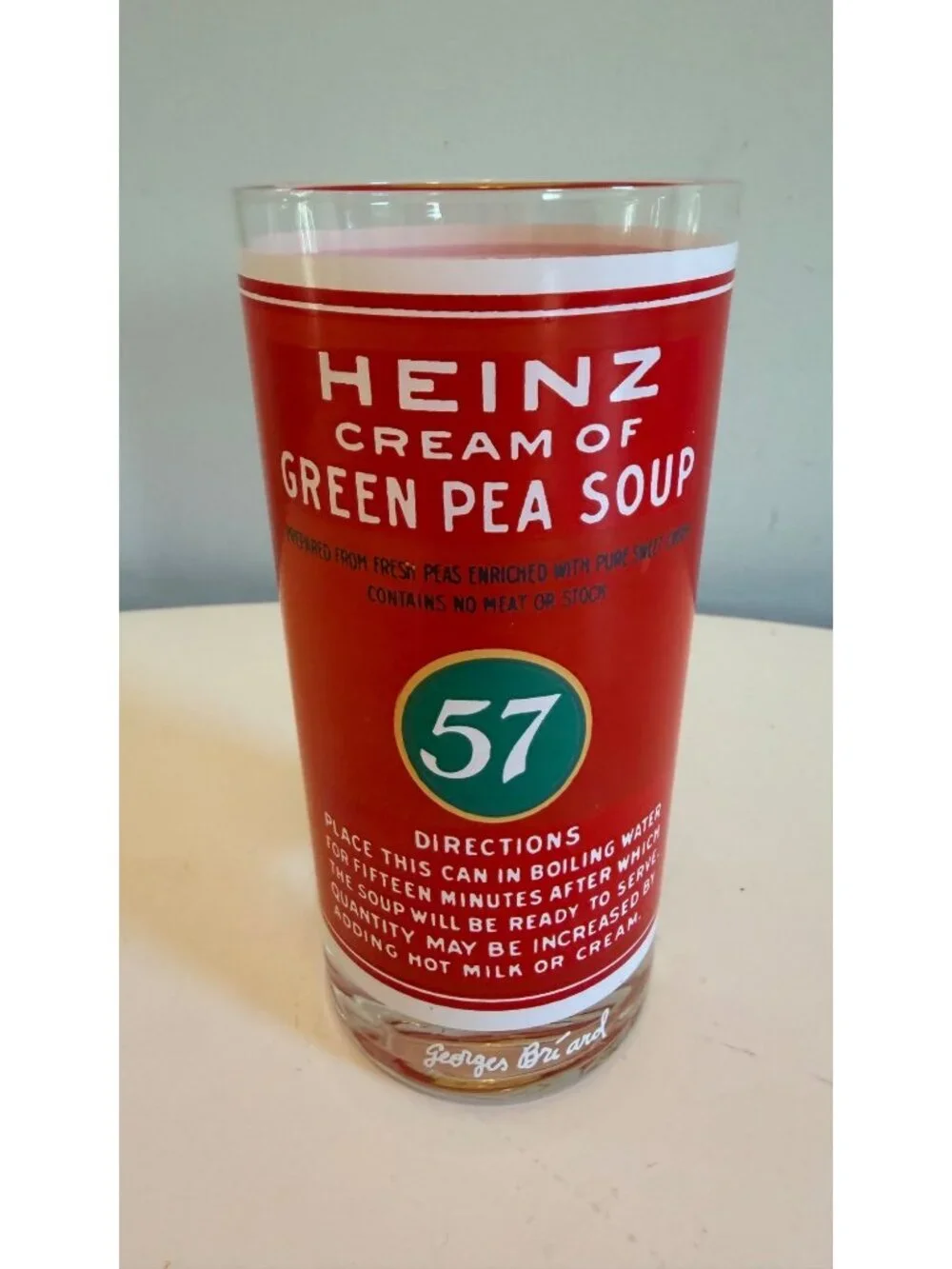 Vintage Georges Briard Heinz Soup Can Design Drinking Glasses Set of 3
